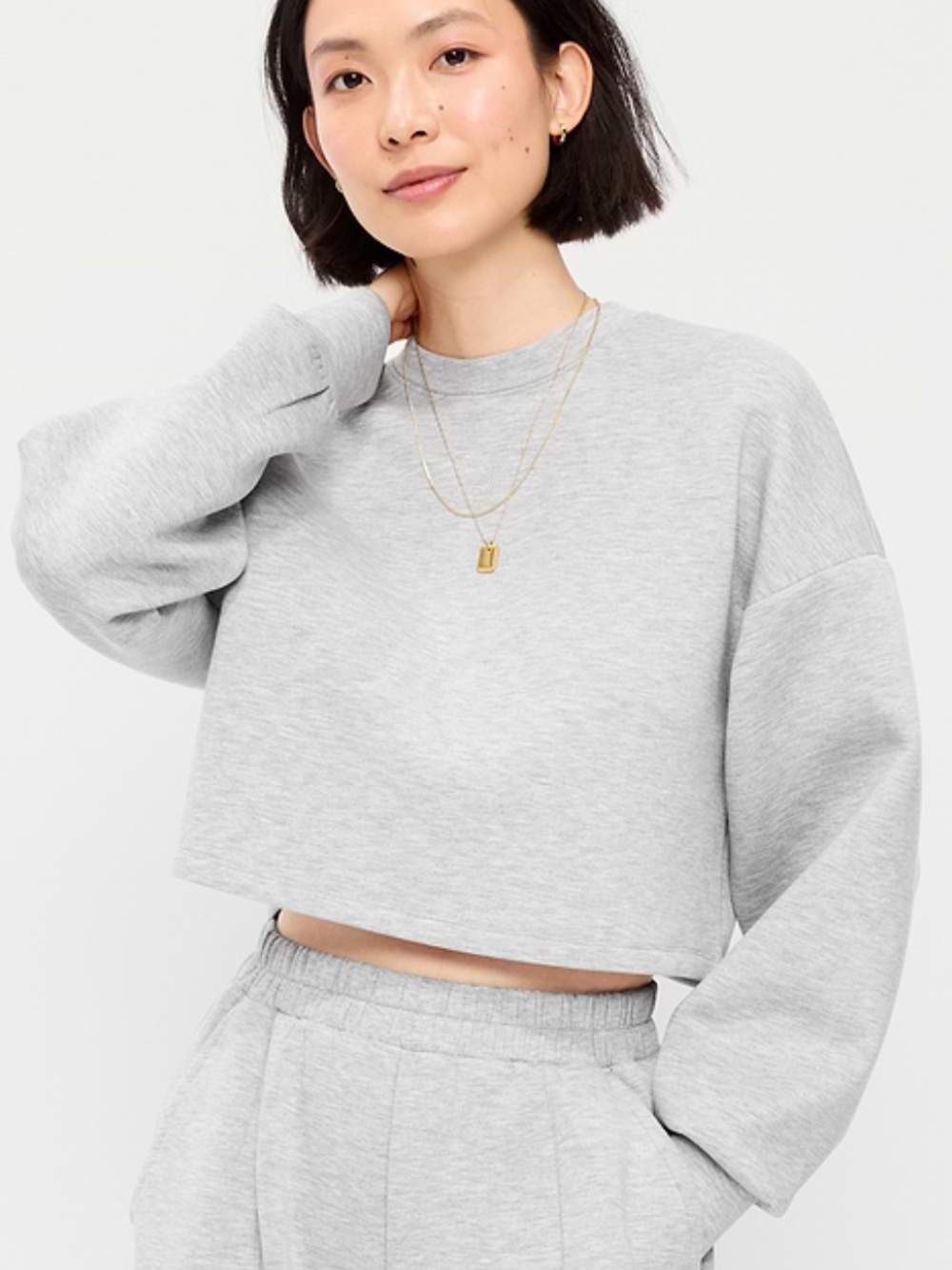 Old Navy Women's Crewneck Sweatshirt - Heather Gray - bounce fleece